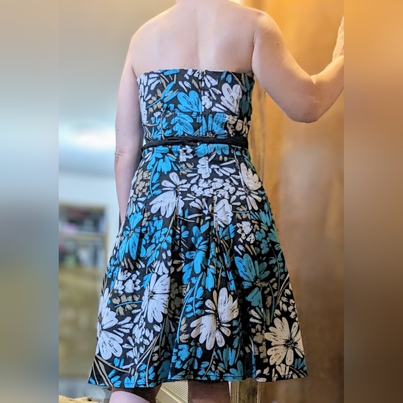 Vintage le chateau size med strapless mini dress, EUC, teal floral pattern - Picture 14 of 16